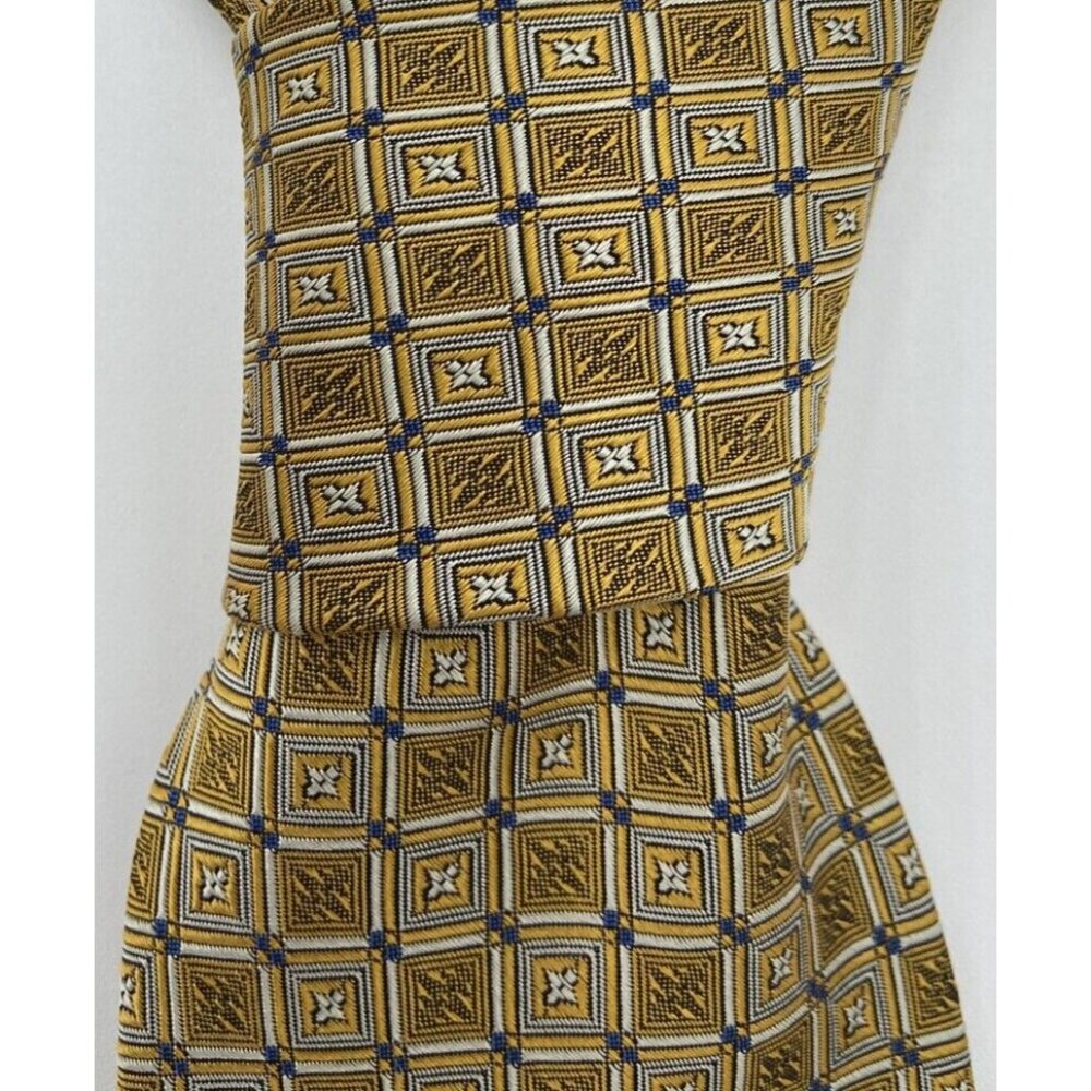 ROBERT TALBOTT Studio Mens 100% Silk Necktie USA Designer Geometric Gold